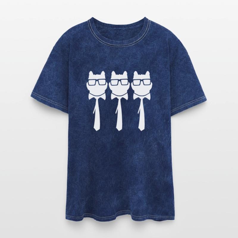 3 Smart Nerd Cat Horn-Rimmed Glasses Geek Tie Team