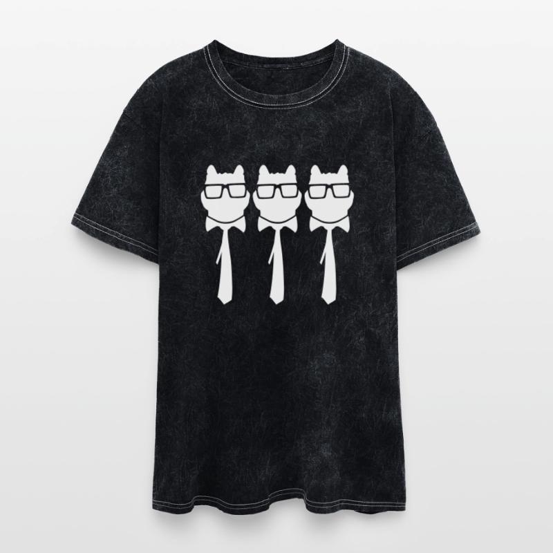 3 Smart Nerd Cat Horn-Rimmed Glasses Geek Tie Team