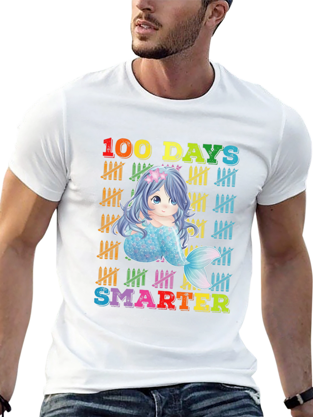 100 Days Smarter Kids Mermaid Graphic Tee