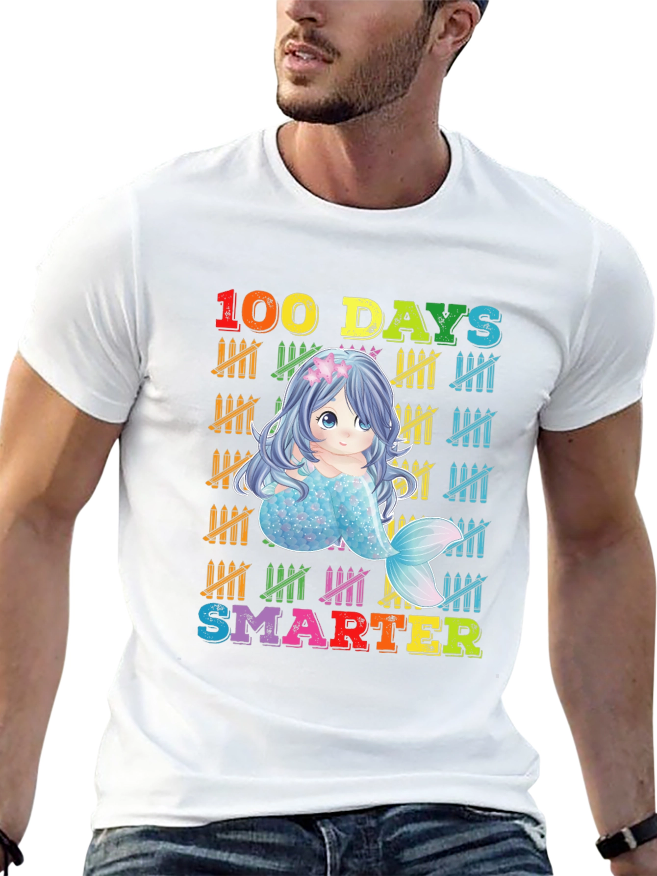 100 Days Smarter Kids Mermaid Graphic Tee