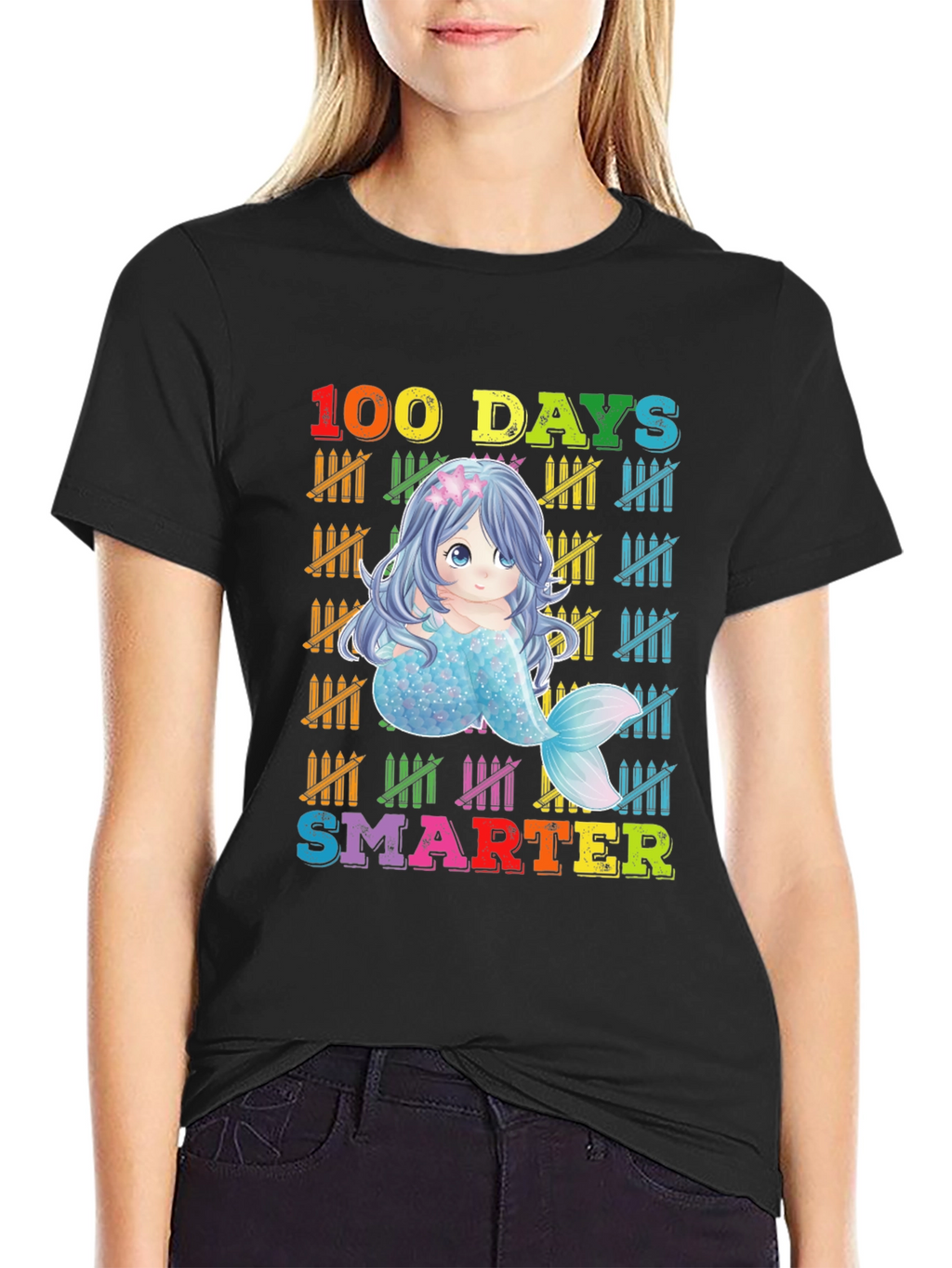 100 Days Smarter Kids Mermaid Graphic Tee