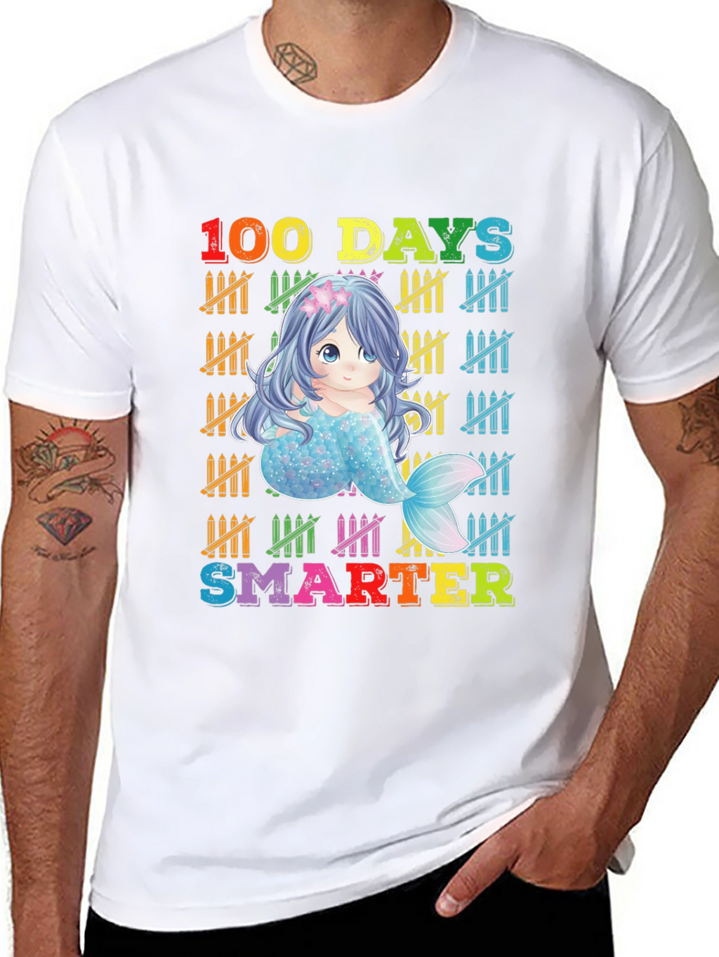 100 Days Smarter Kids Mermaid Graphic Tee