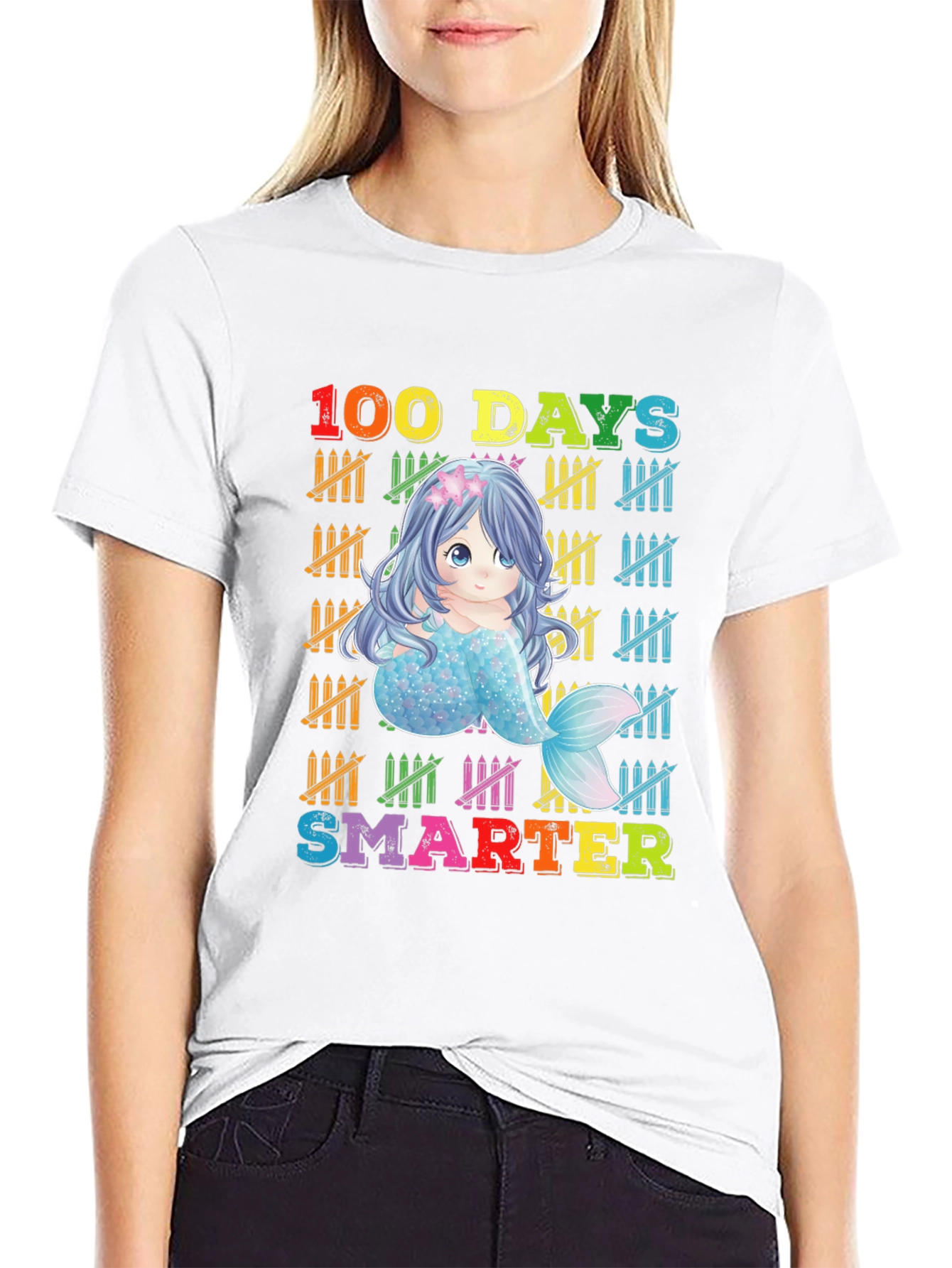 100 Days Smarter Kids Mermaid Graphic Tee