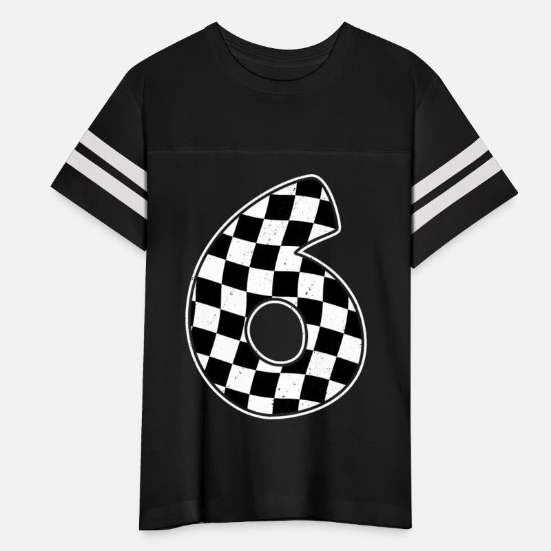 6th Birthday Checkered Number 6 Car Racing Flag