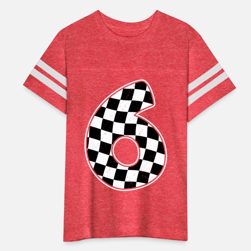 6th Birthday Checkered Number 6 Car Racing Flag
