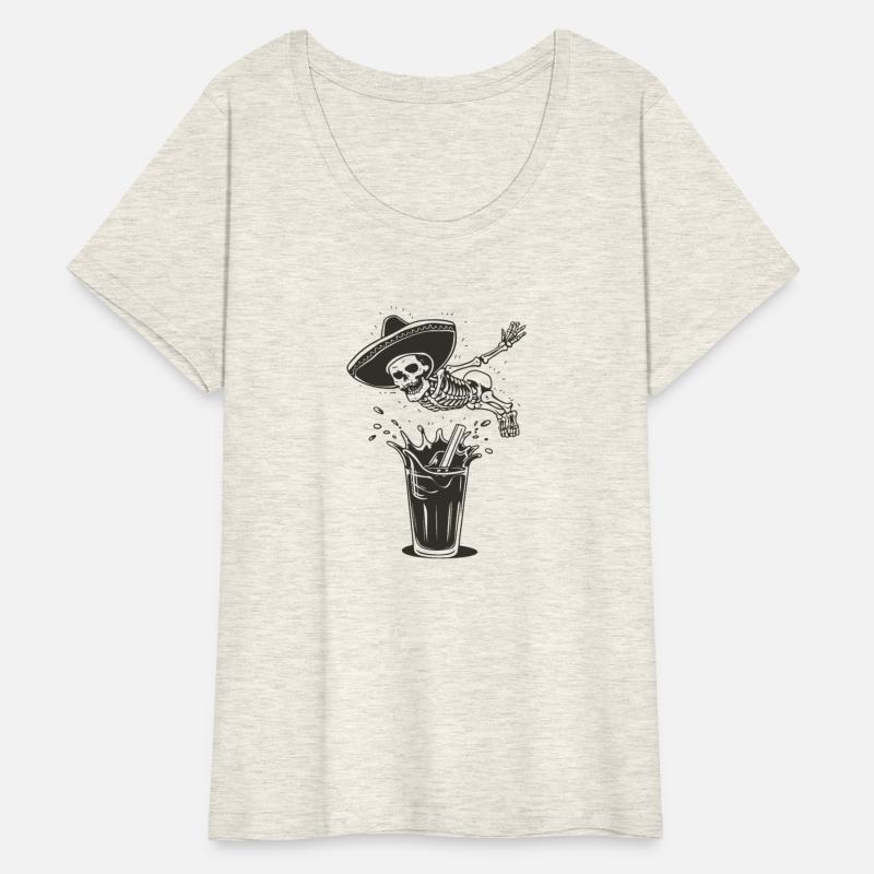 A skeleton wearing a sombrero is doing a cannonbal