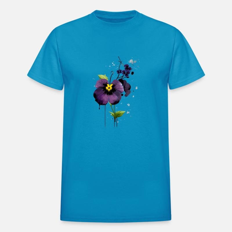 A violet pansy flower ink drawing