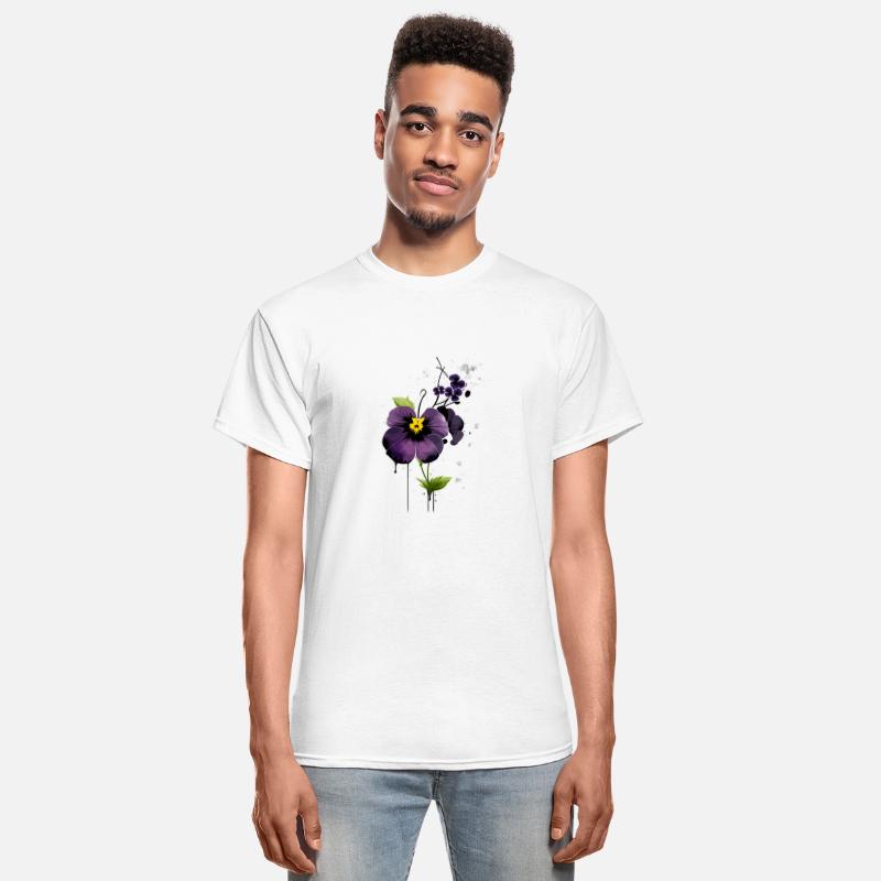 A violet pansy flower ink drawing