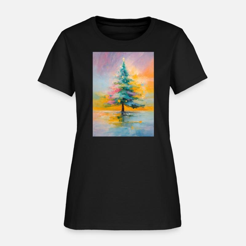 Abstract oil painting of Christmas tree