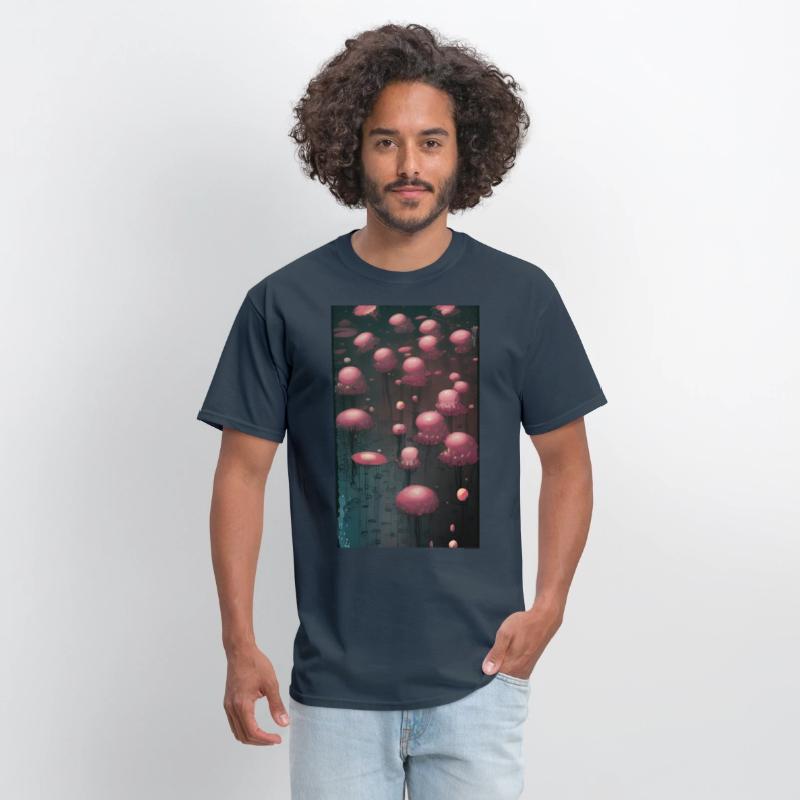 Abstract Pink Mushroom Forest