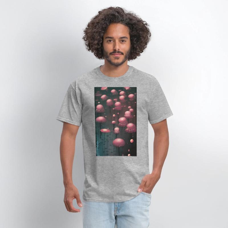 Abstract Pink Mushroom Forest