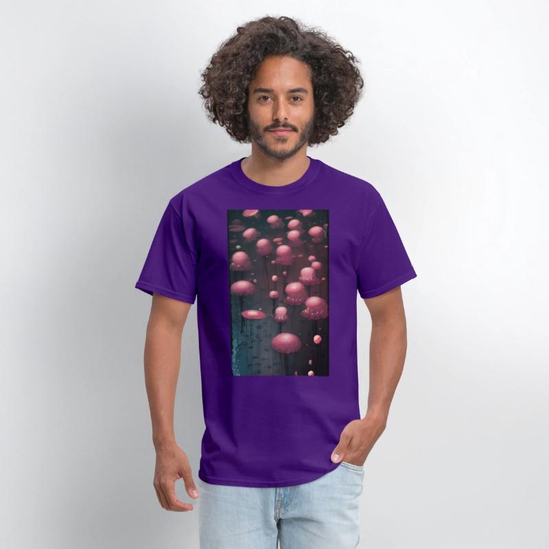 Abstract Pink Mushroom Forest
