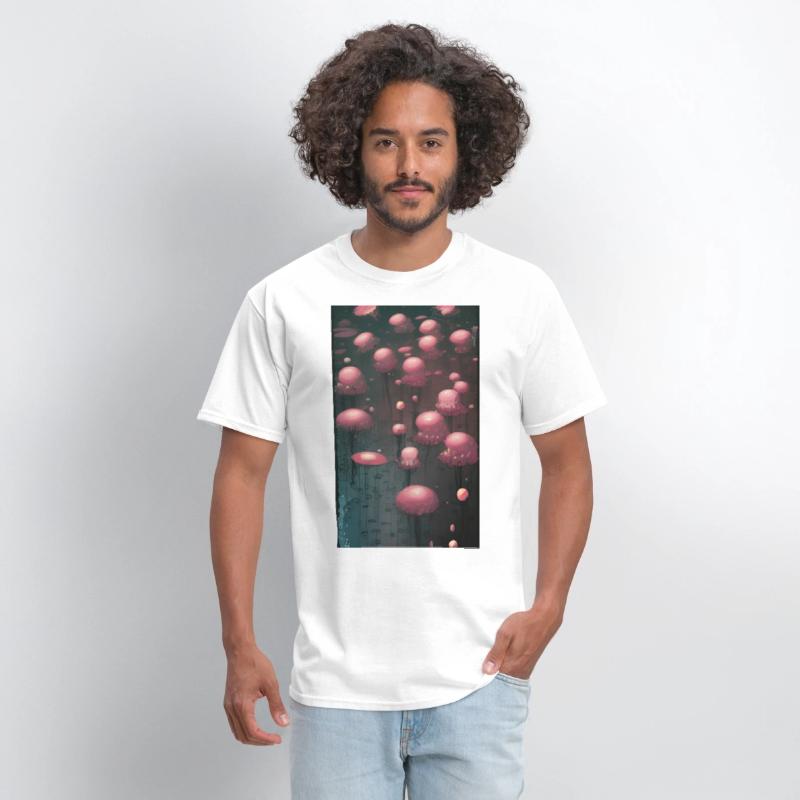 Abstract Pink Mushroom Forest