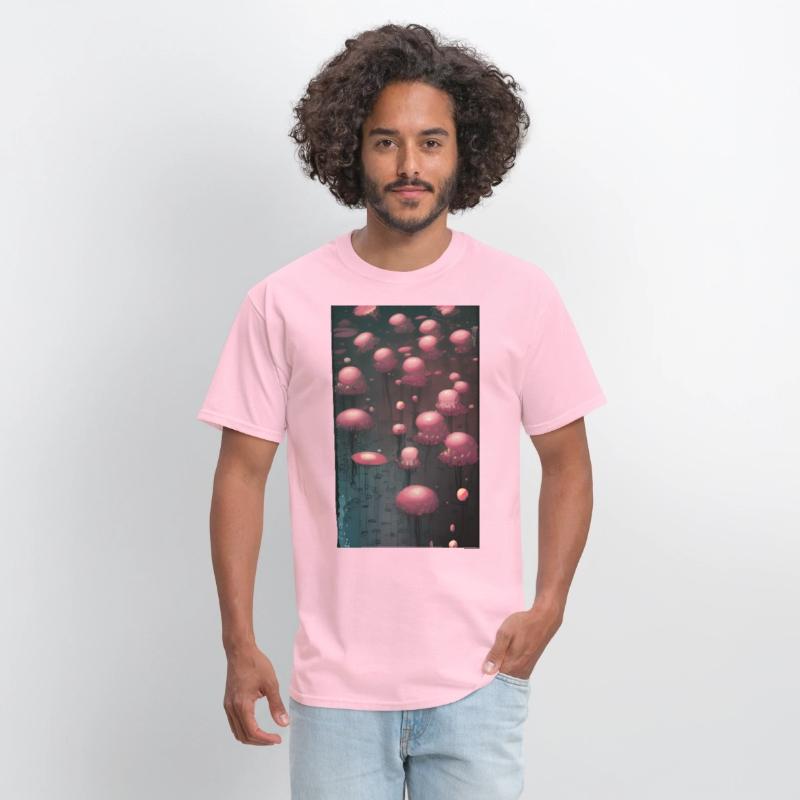 Abstract Pink Mushroom Forest
