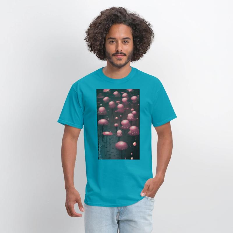 Abstract Pink Mushroom Forest