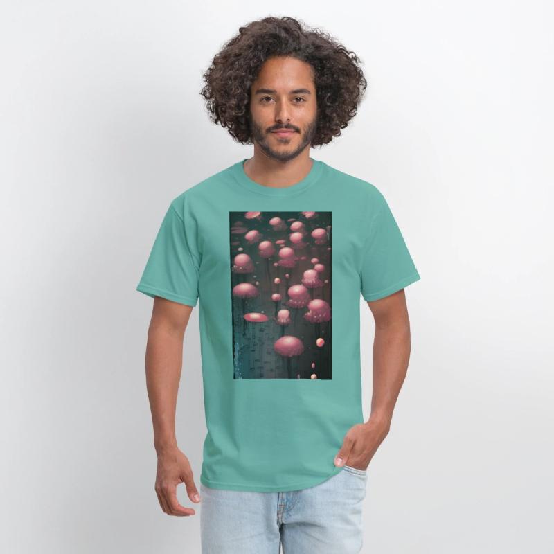 Abstract Pink Mushroom Forest