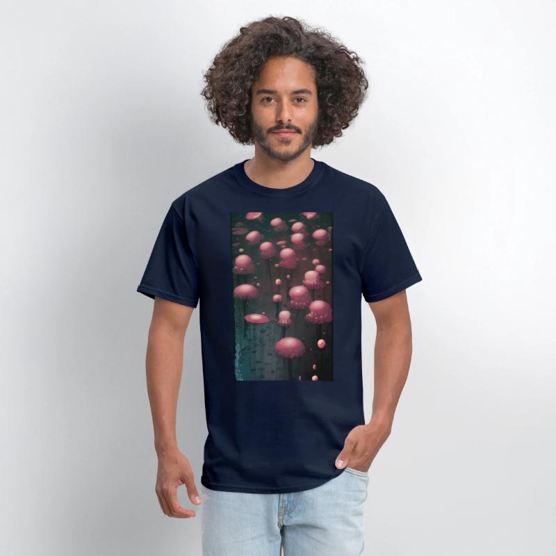 Abstract Pink Mushroom Forest
