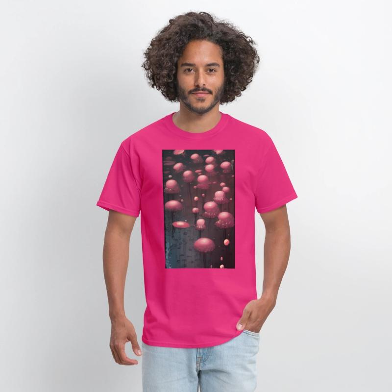 Abstract Pink Mushroom Forest