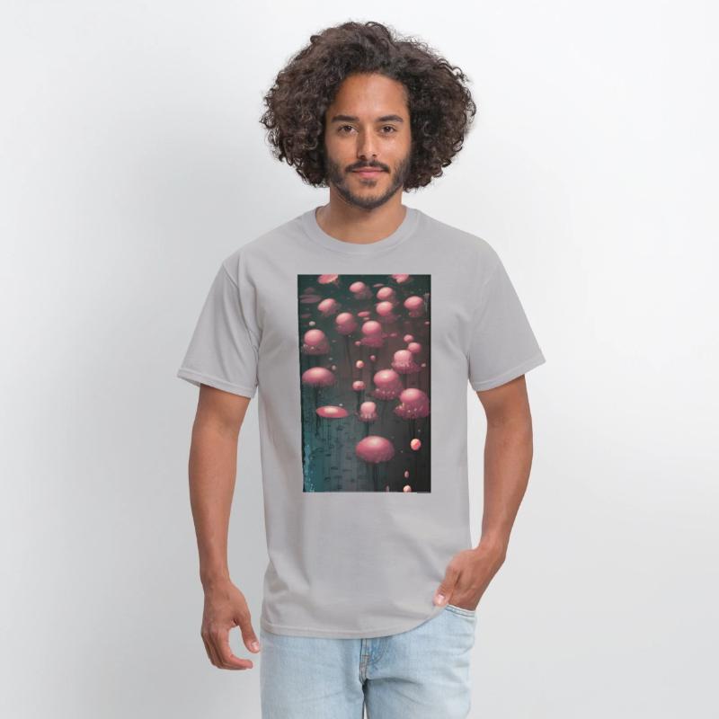 Abstract Pink Mushroom Forest