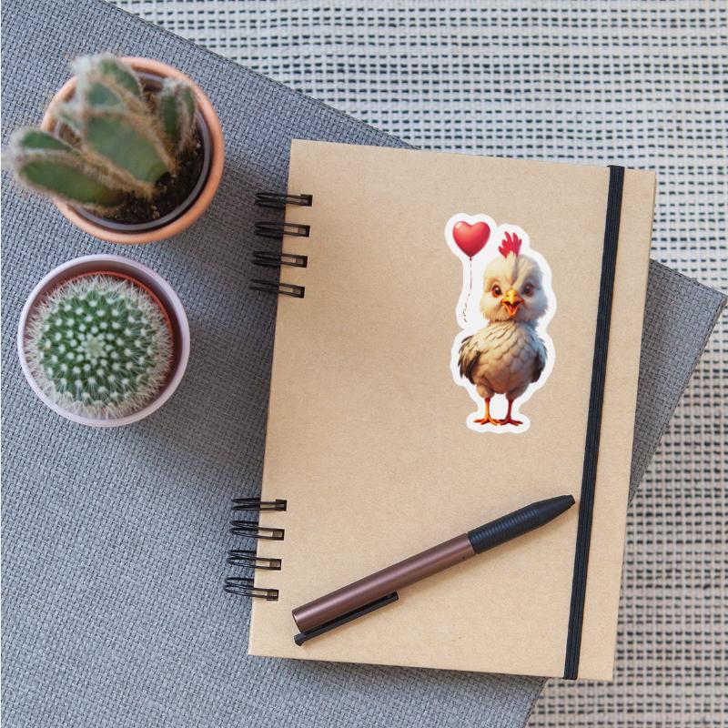 Adorable chick with heart shaped balloon.