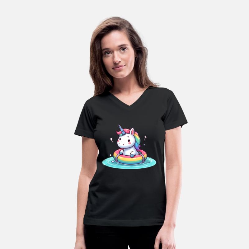 Amazed unicorn with swimming aid