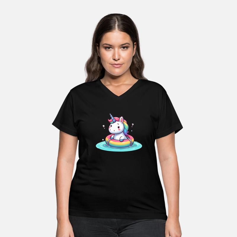 Amazed unicorn with swimming aid