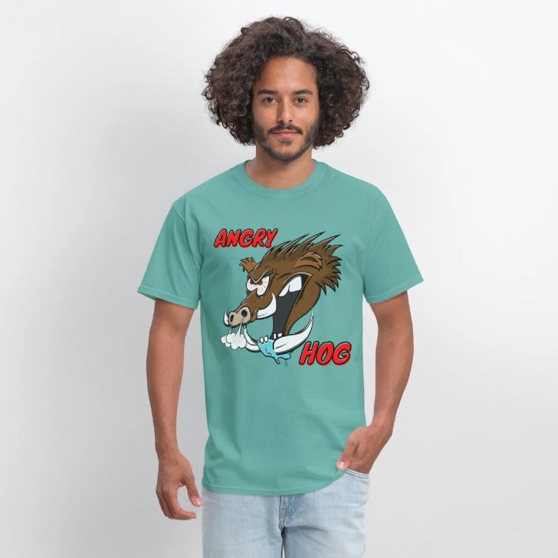 "Angry Hog" Wild Hog Cartoon Boar Funny Pig Head