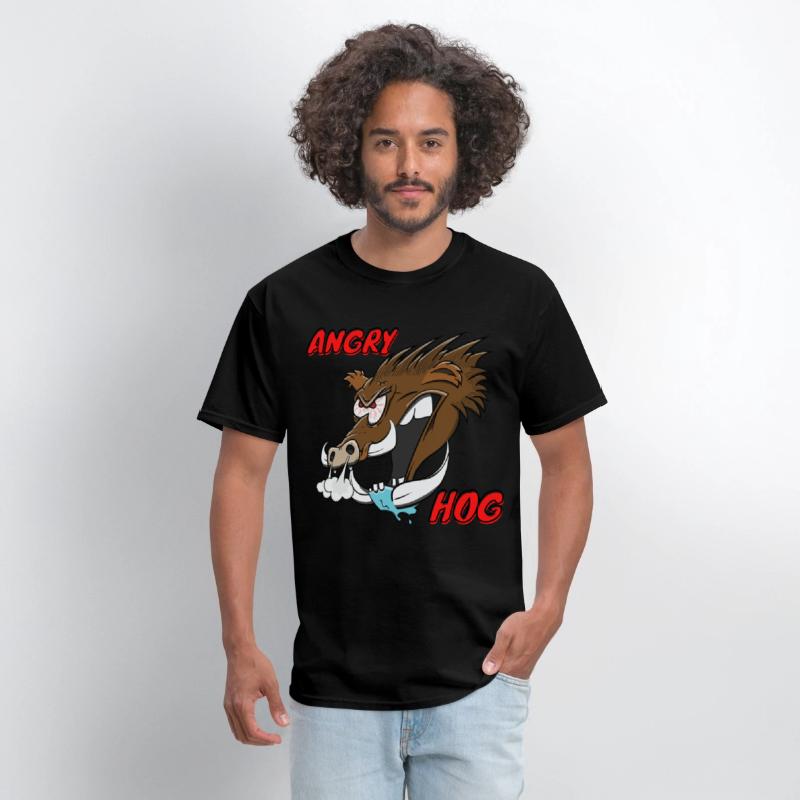 "Angry Hog" Wild Hog Cartoon Boar Funny Pig Head