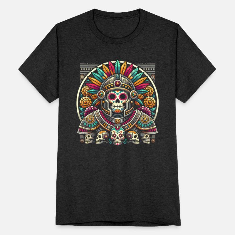 Aztec Warrior Mask with Tribal Art and Ancient