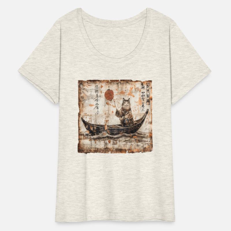 Boat Papyrus Scroll Japanese Art Fisherman Cute