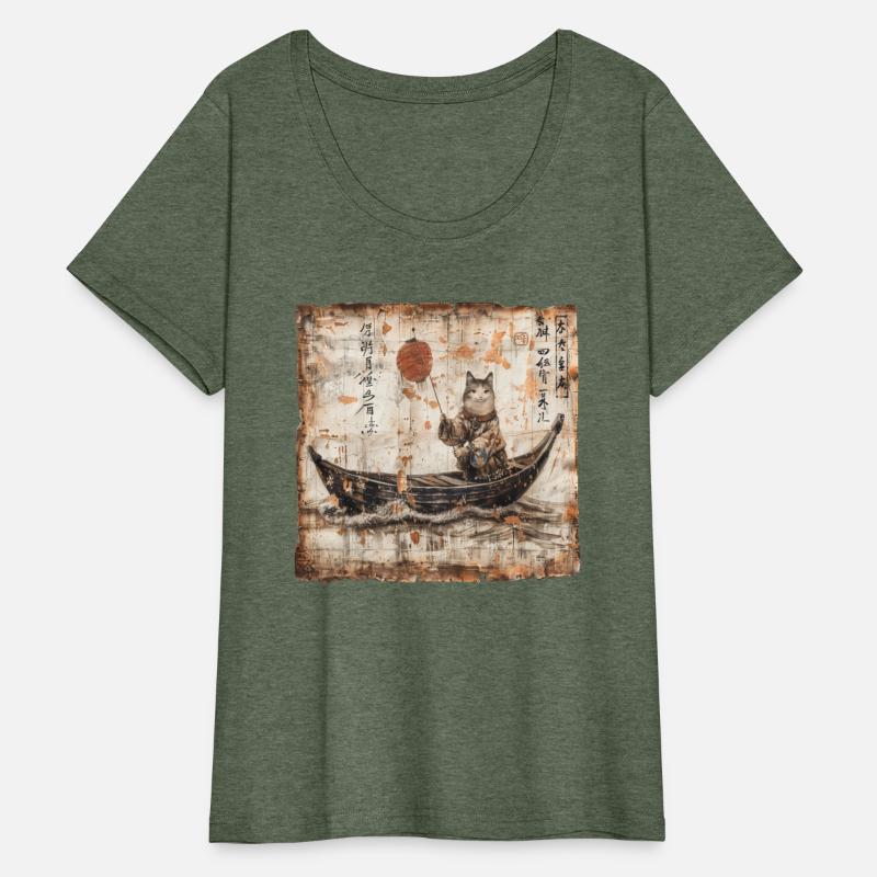 Boat Papyrus Scroll Japanese Art Fisherman Cute