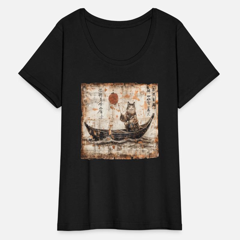 Boat Papyrus Scroll Japanese Art Fisherman Cute