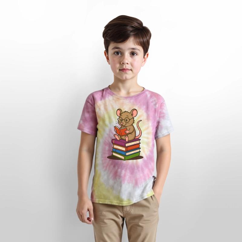 Bookworm with Glasses and Stack of Books