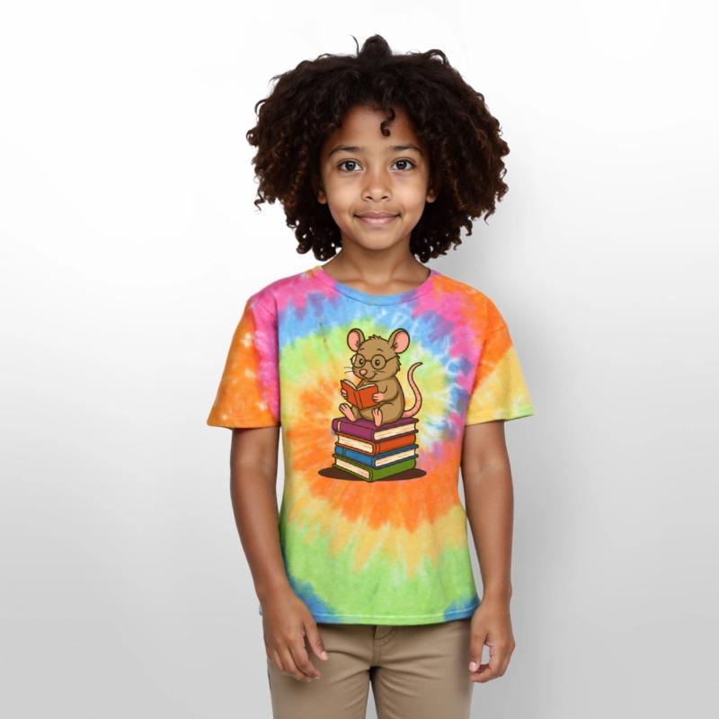 Bookworm with Glasses and Stack of Books