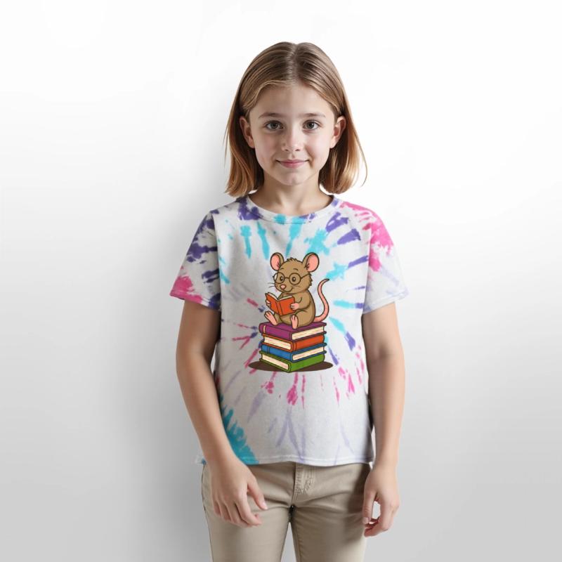 Bookworm with Glasses and Stack of Books