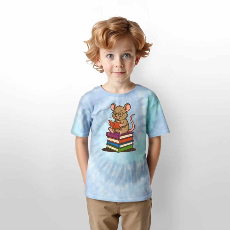 Bookworm with Glasses and Stack of Books