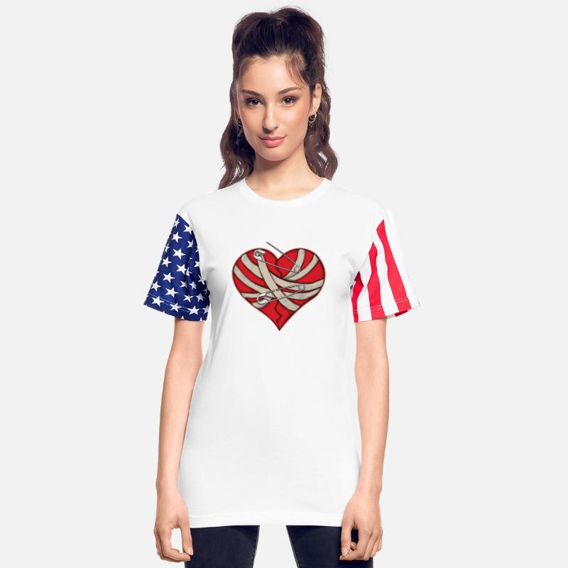 Broken heart bandage and safety pins