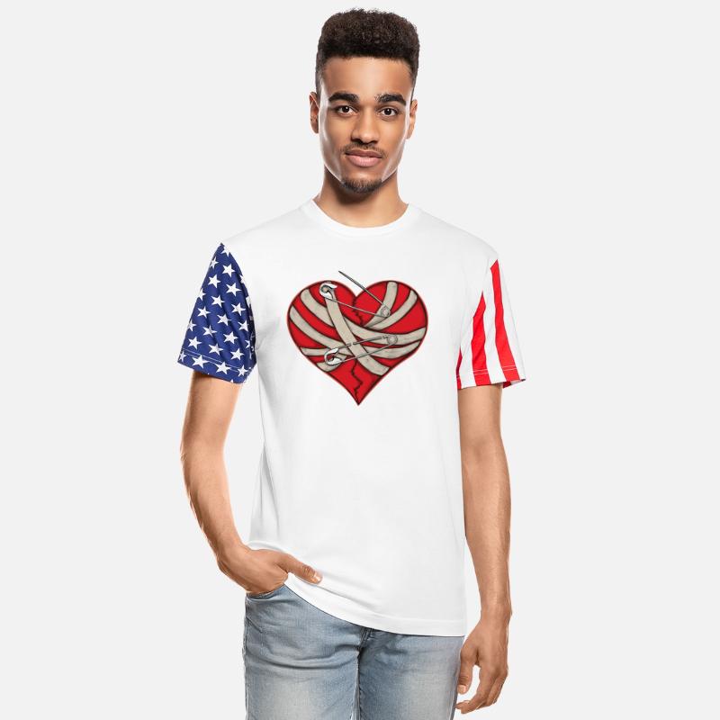 Broken heart bandage and safety pins