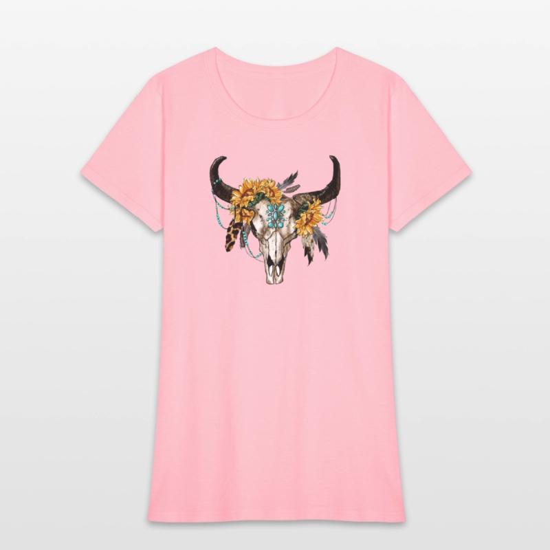 Bull Skull And Sunflowers