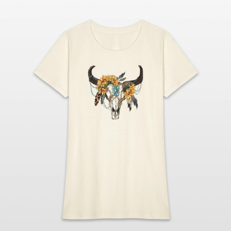 Bull Skull And Sunflowers