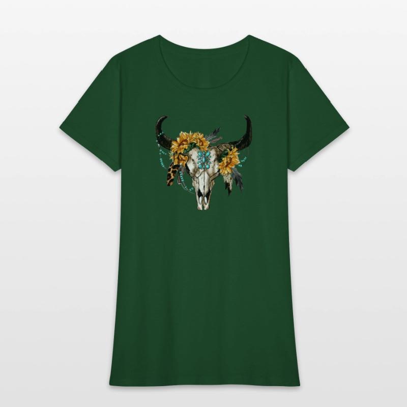 Bull Skull And Sunflowers