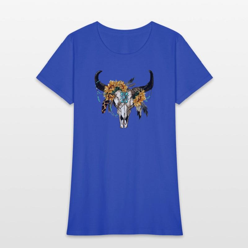 Bull Skull And Sunflowers