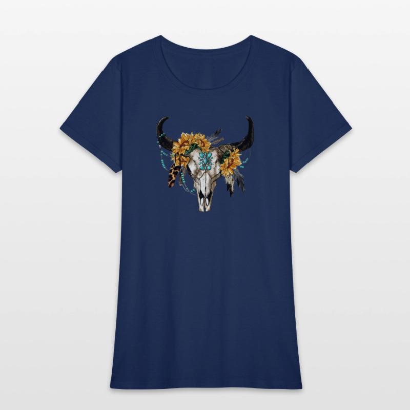 Bull Skull And Sunflowers