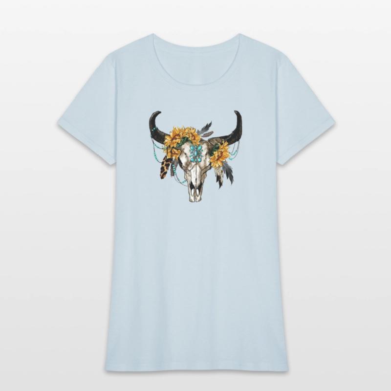 Bull Skull And Sunflowers