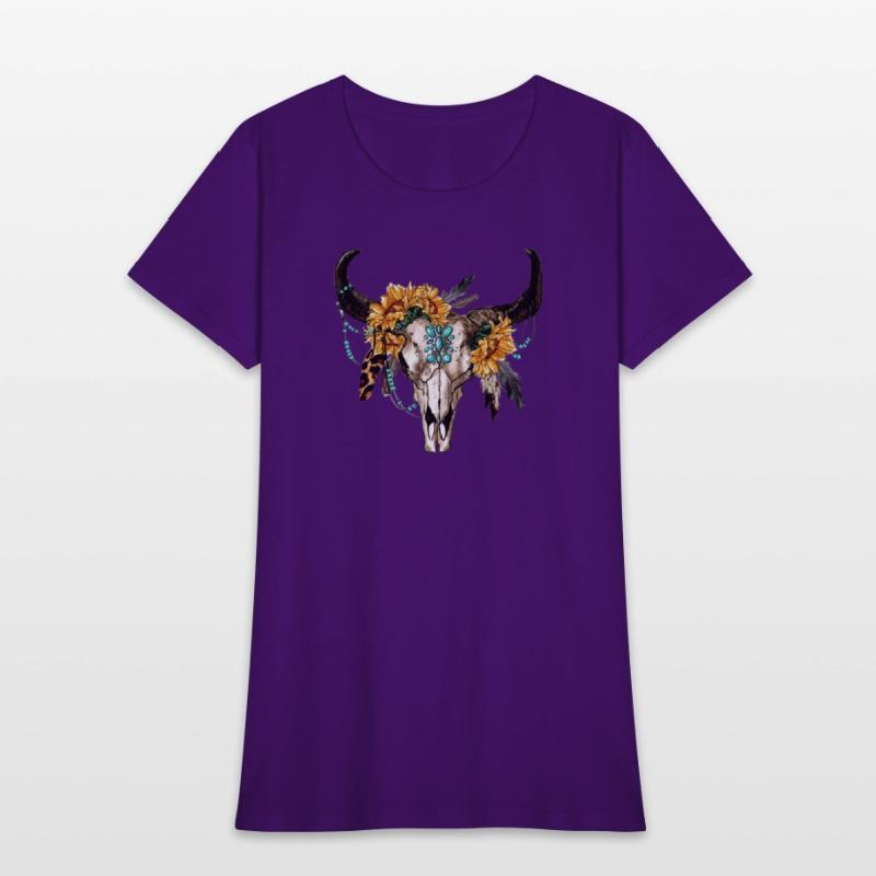 Bull Skull And Sunflowers