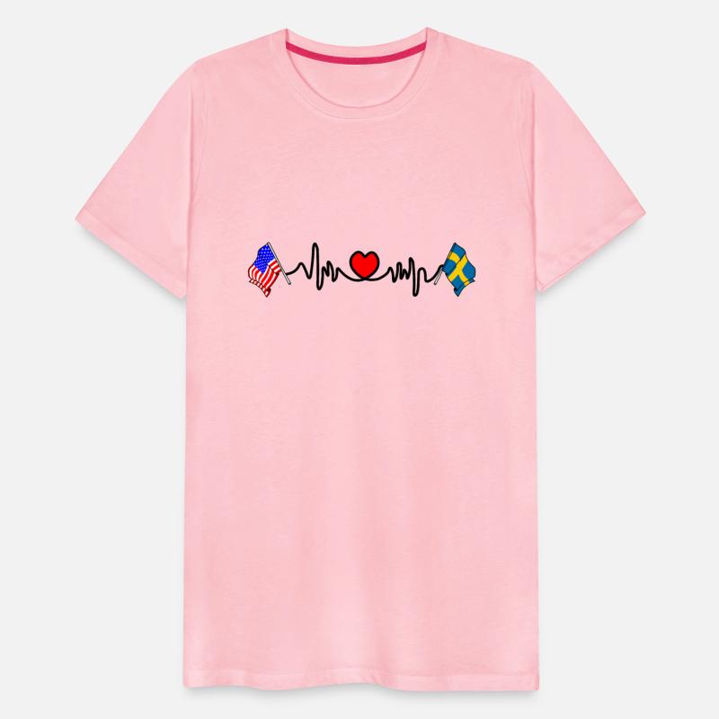 Cardio heart USA and flag Sweden