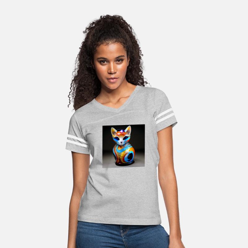 Cat figurine on a table colorful glass art