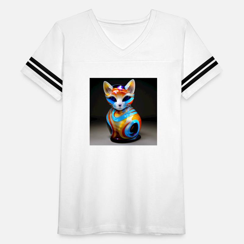 Cat figurine on a table colorful glass art