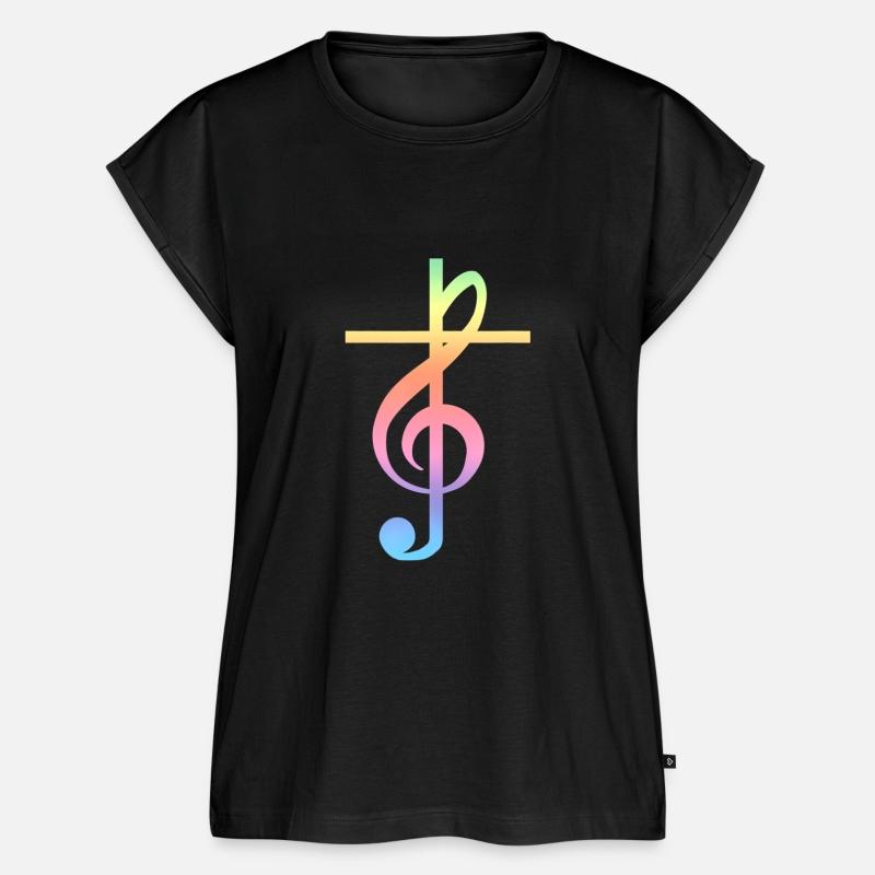 Christian Music Cross Color Treble Clef Musical