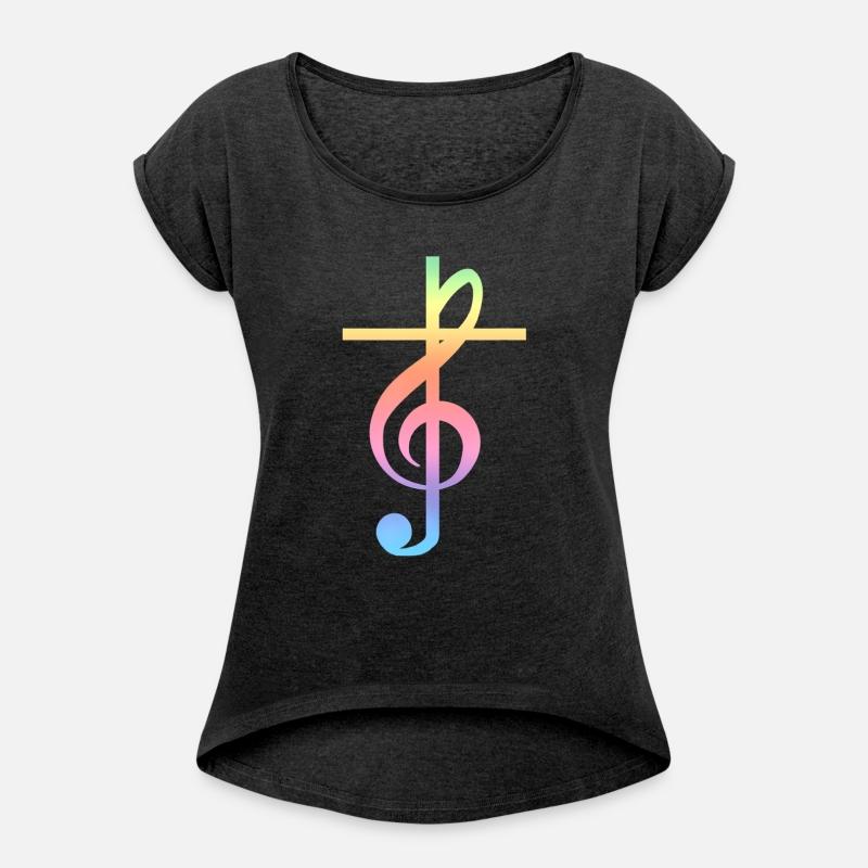 Christian Music Cross Color Treble Clef Musical